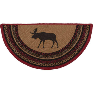 Cumberland Stenciled Moose Jute Braided Rug Half Circle 16.5